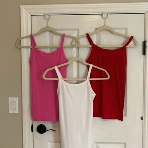 Walmart tank-top, pink/hot pink, Red, White Size XS